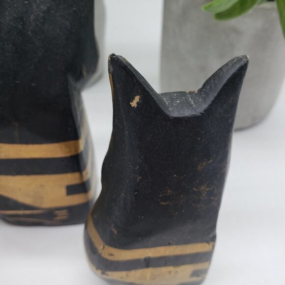 LAUREL Burch Trio Cat Hand Painted Black Gold Wooden Folk Art Figurines - Picture 6 of 9